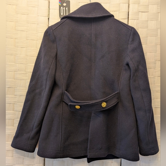 J.Crew Wool Peacoat Navy Gold Buttons Red Lining Classic Double Breasted Preppy‎ - Picture 6 of 12